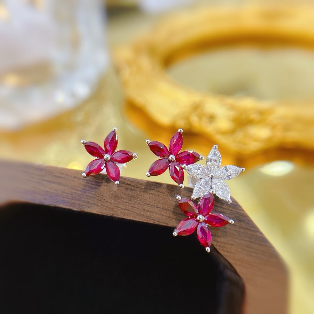 14k Gold 2.03 Ctw Natural Ruby & Diamond Earrings - 3