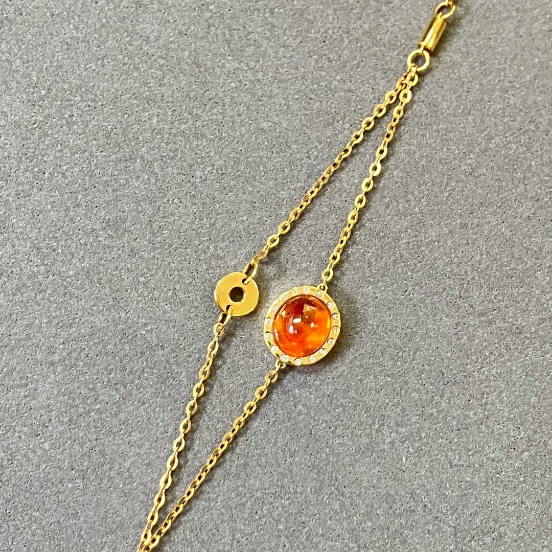 14k Gold 3.54 Ctw Natural Spessartine & Diamond Bracelet - 3