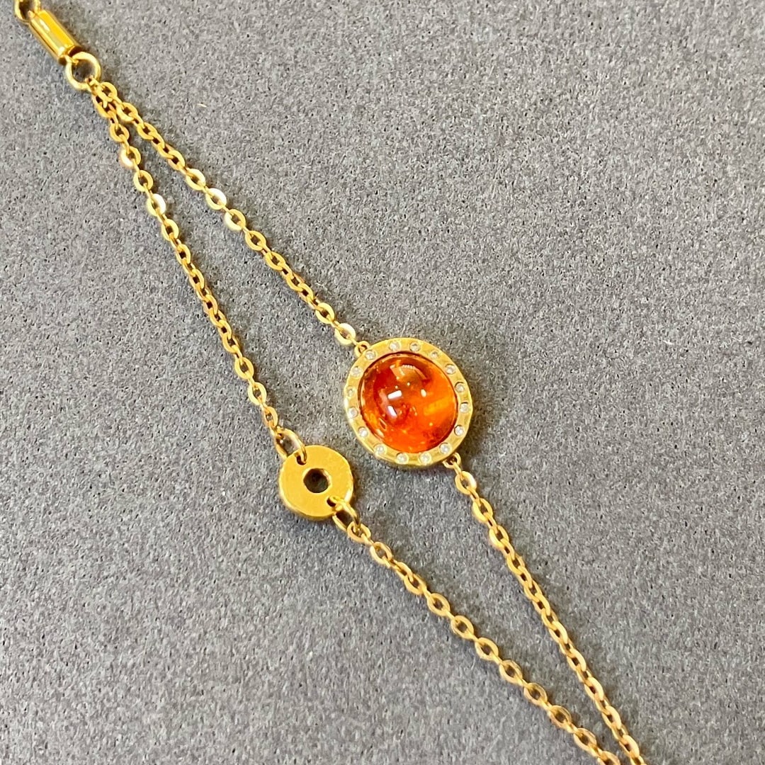 14k Gold 3.54 Ctw Natural Spessartine & Diamond Bracelet - 4