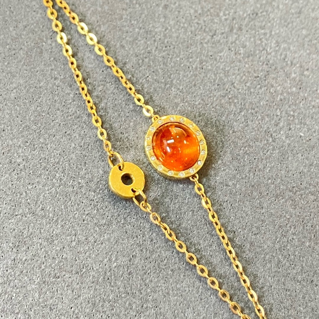 14k Gold 3.54 Ctw Natural Spessartine & Diamond Bracelet - 5