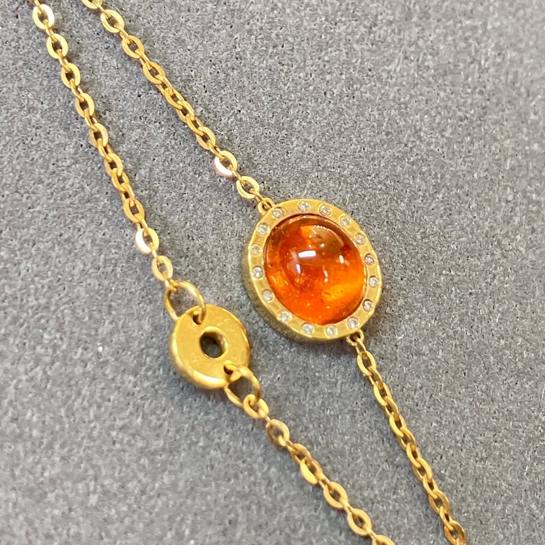 14k Gold 3.54 Ctw Natural Spessartine & Diamond Bracelet - 6