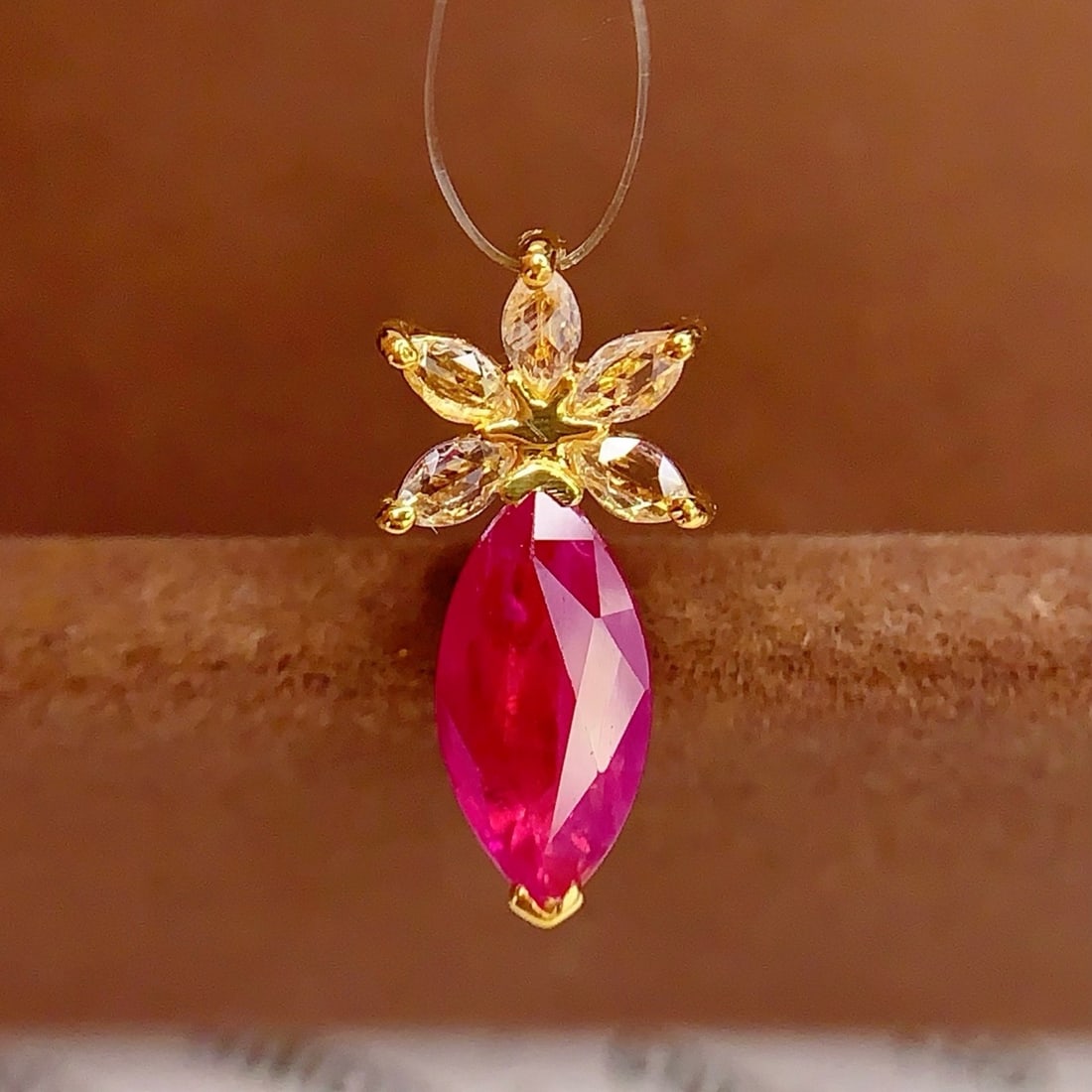 14k Gold 0.85 Ct Natural Ruby & Sapphire Pendant( Without Chain ) - 4