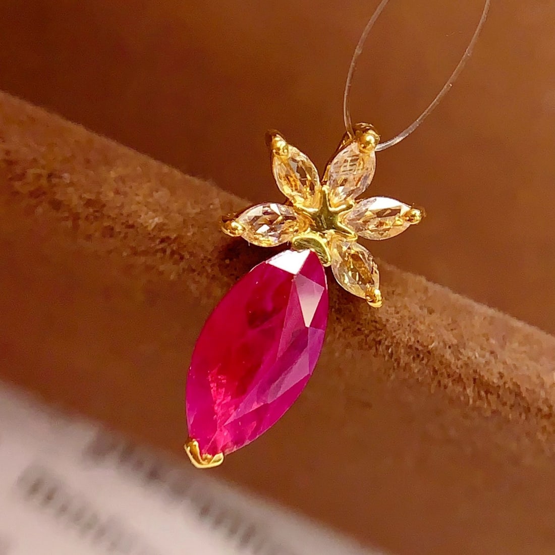 14k Gold 0.85 Ct Natural Ruby & Sapphire Pendant( Without Chain ) - 5