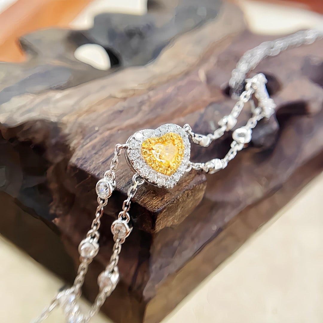 14k Gold 0.62 Ctw Natural Yellow Diamond & Diamond Bracelet - 3