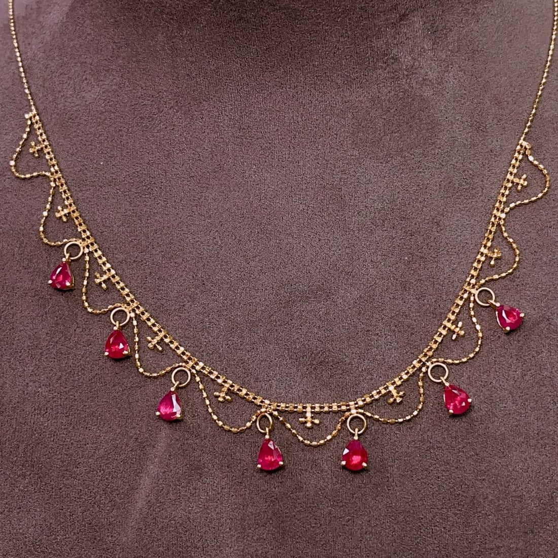 14k Gold 2.80 Ct Natural Ruby Necklace (1 of 5)