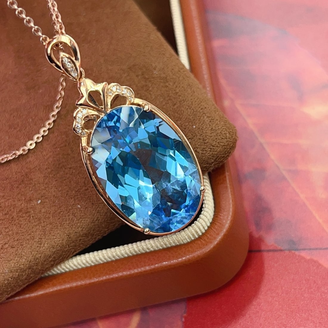 14k Gold 25.20 Ct Natural Topaz & Diamond Pendant( Without Chain ) - 5