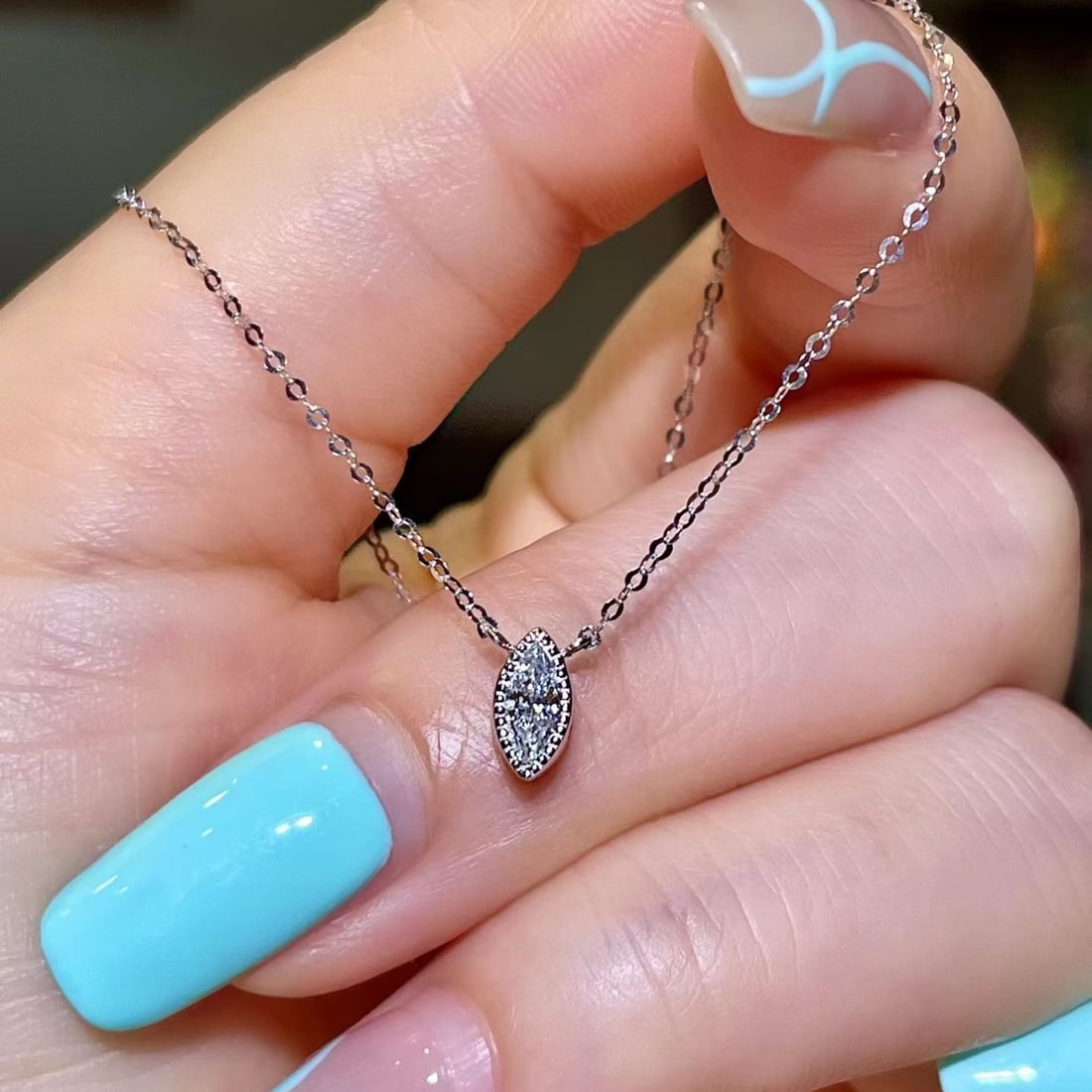14k Gold 0.18 Ct Natural H Diamond Necklace: Ref:231180308 // gold content:14k gold // main gemstone:diamond // shape:marquise // carat weight:0. 18ct // clarity grade:vs-si // color:h // treatment:natural // Condition: New Low Estimate:
