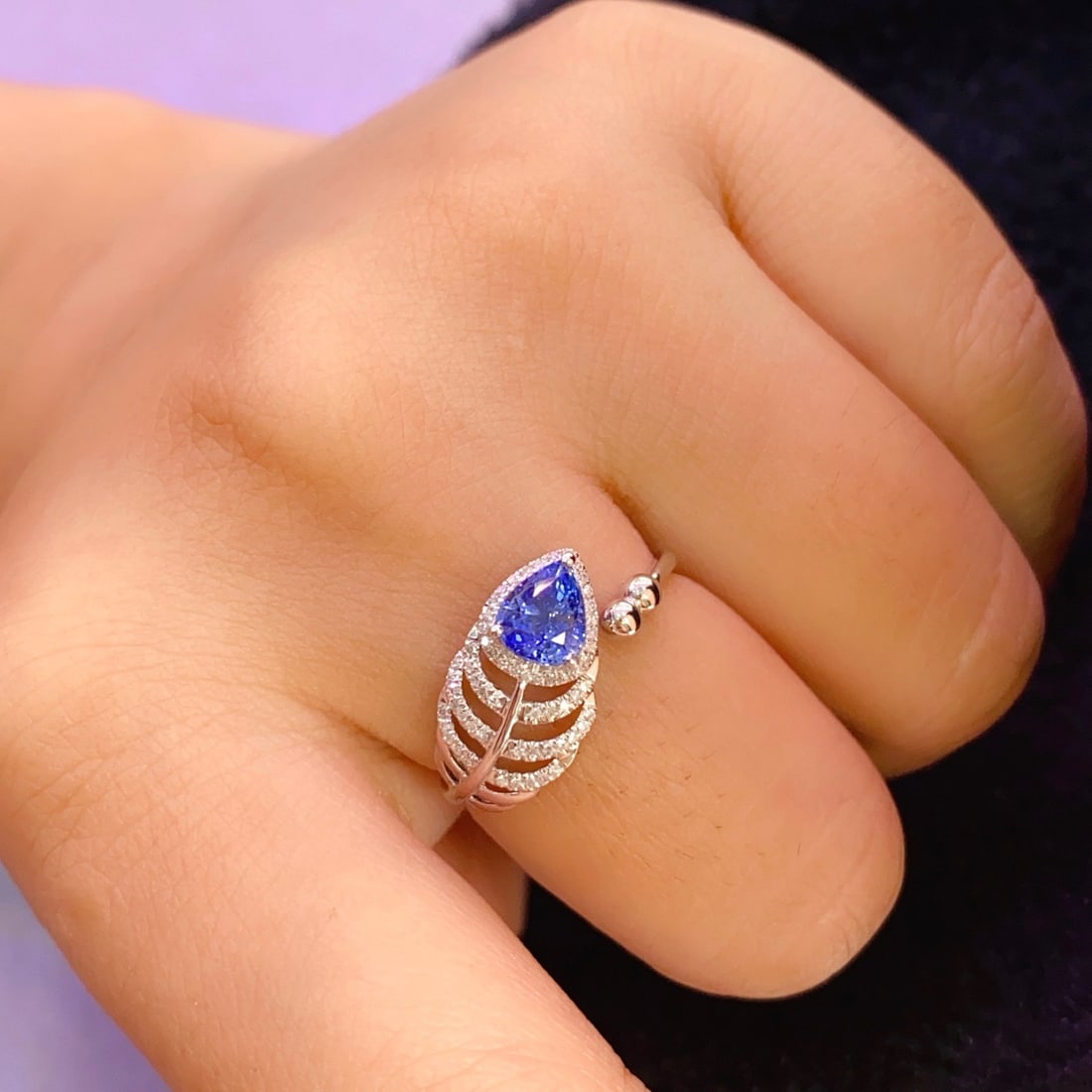 14k Gold 1.00 Ct Natural Sapphire & Diamond Ring - 6