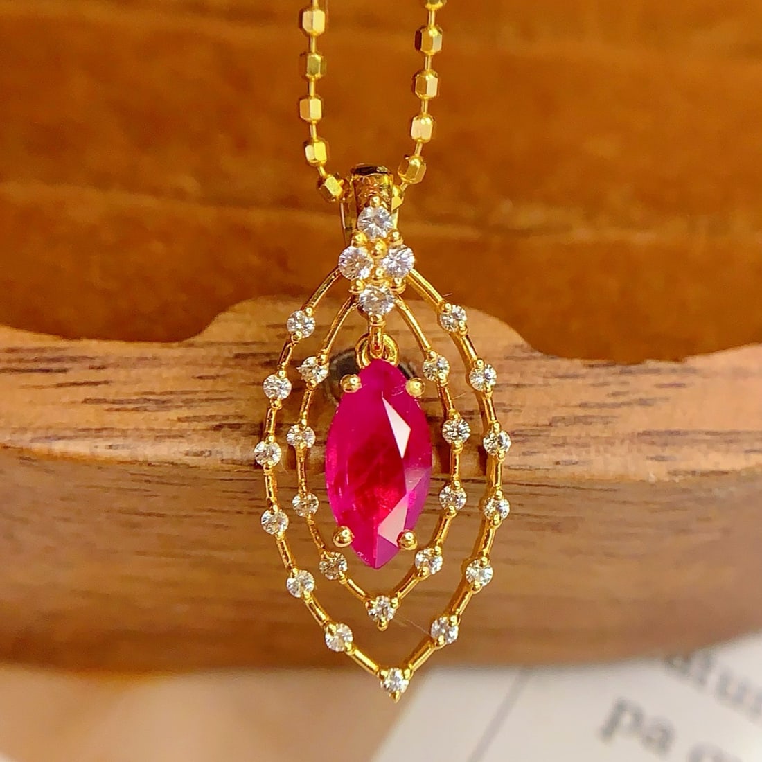 14k Gold 0.6 Ct Natural Ruby & Sapphire Pendant( Without Chain ) - 4