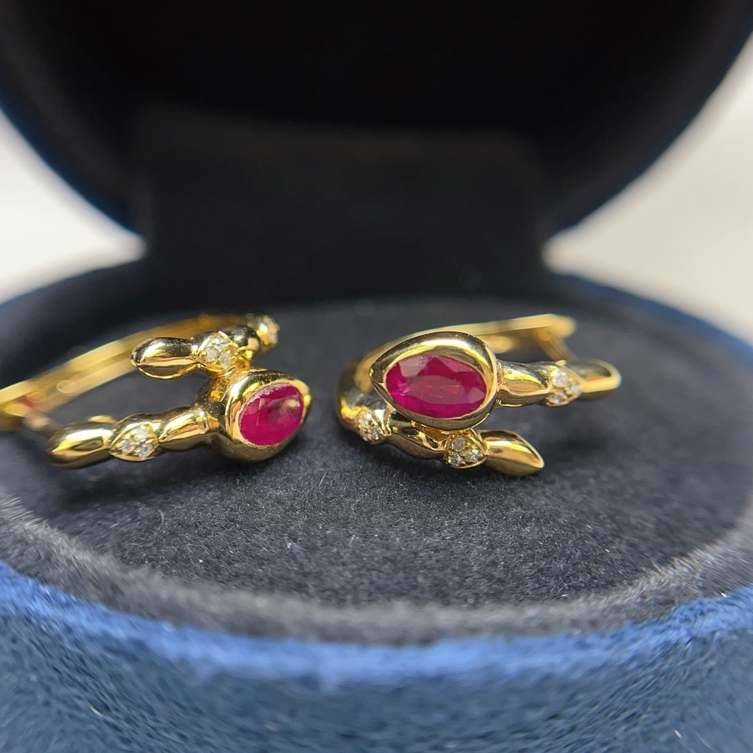 14k Gold 1.00 Ct Natural Ruby & Diamond Earrings - 6