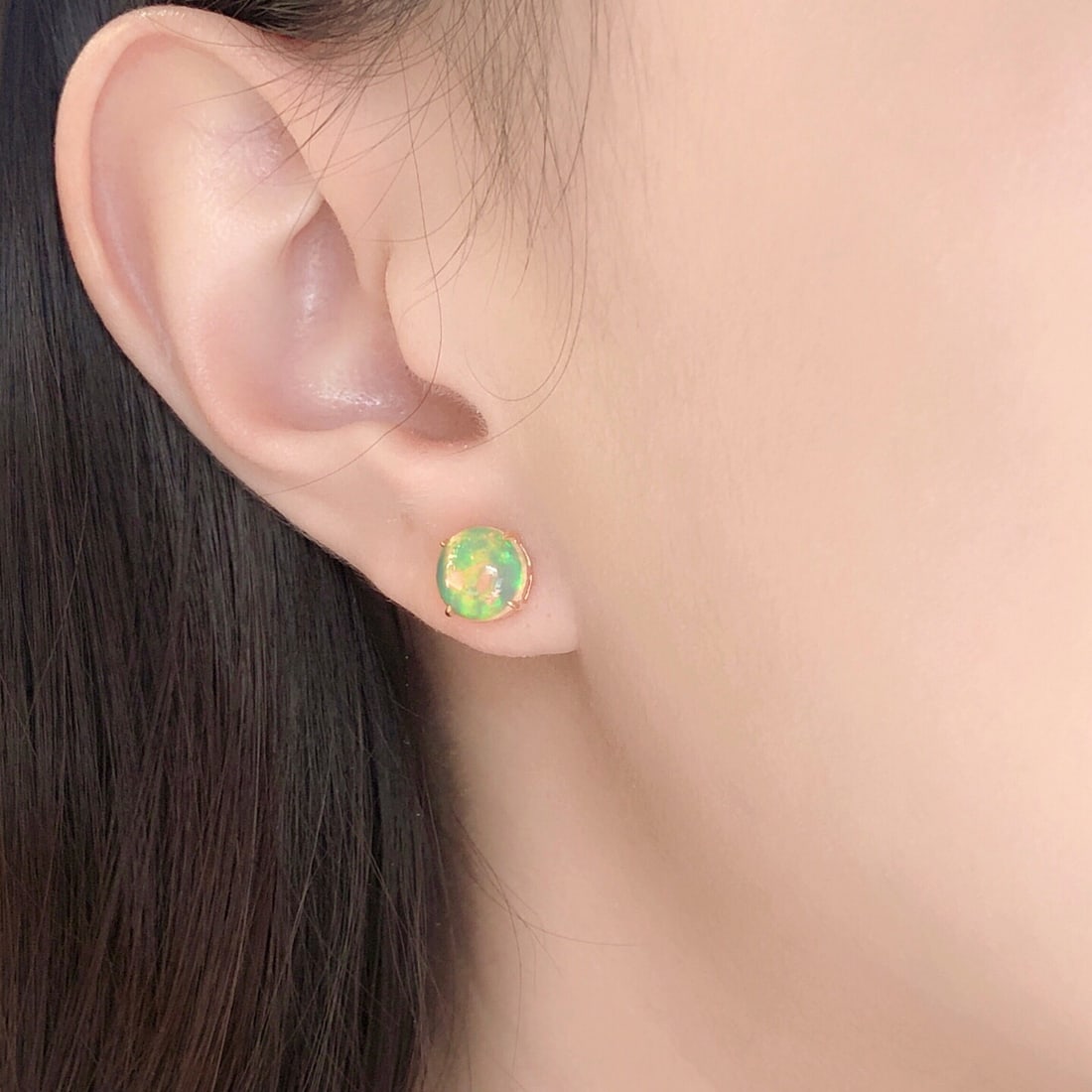 14k Gold 2.54 Ct Natural Opal Earrings - 5