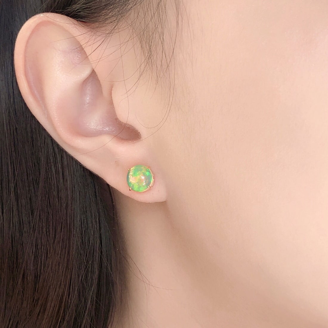 14k Gold 2.54 Ct Natural Opal Earrings - 6