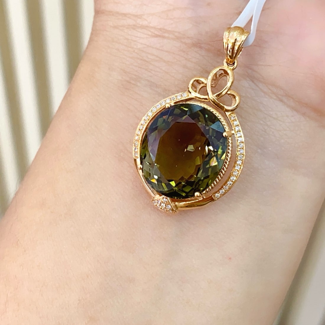 14k Gold 4.65 Ct Natural Tourmaline & Diamond Pendant( Without Chain ) - 5