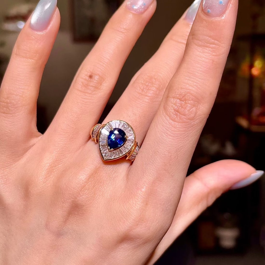 14k Gold 3.27 Ctw Natural Sapphire & Diamond Ring - 2