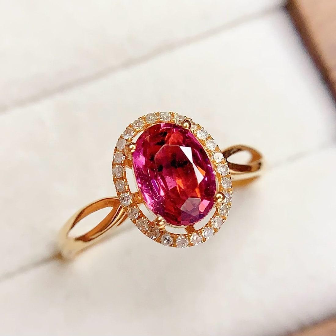 14k Gold 1.5 Ct Natural Tourmaline & Diamond Ring - 4