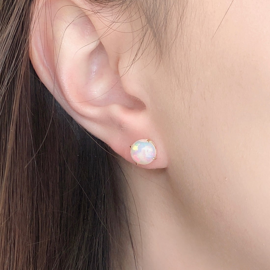 14k Gold 2.33 Ct Natural Opal Earrings - 5
