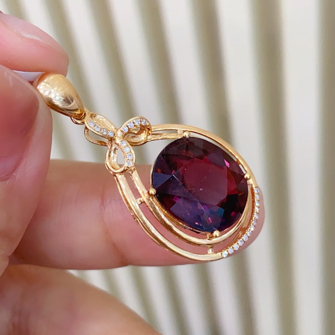 14k Gold 6.00 Ct Natural Tourmaline & Diamond Pendant( Without Chain ) - 3