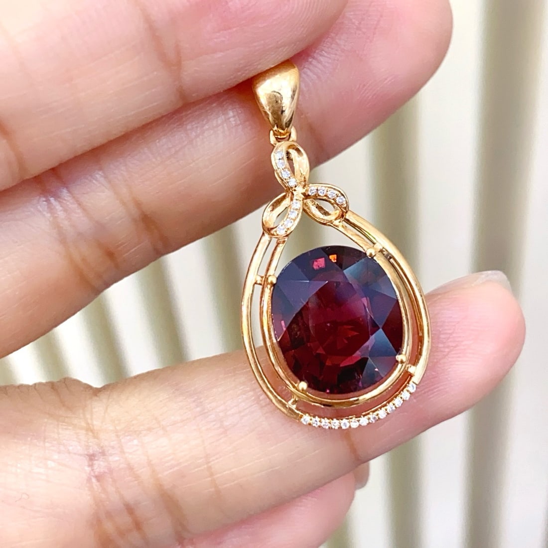 14k Gold 6.00 Ct Natural Tourmaline & Diamond Pendant( Without Chain ) - 4