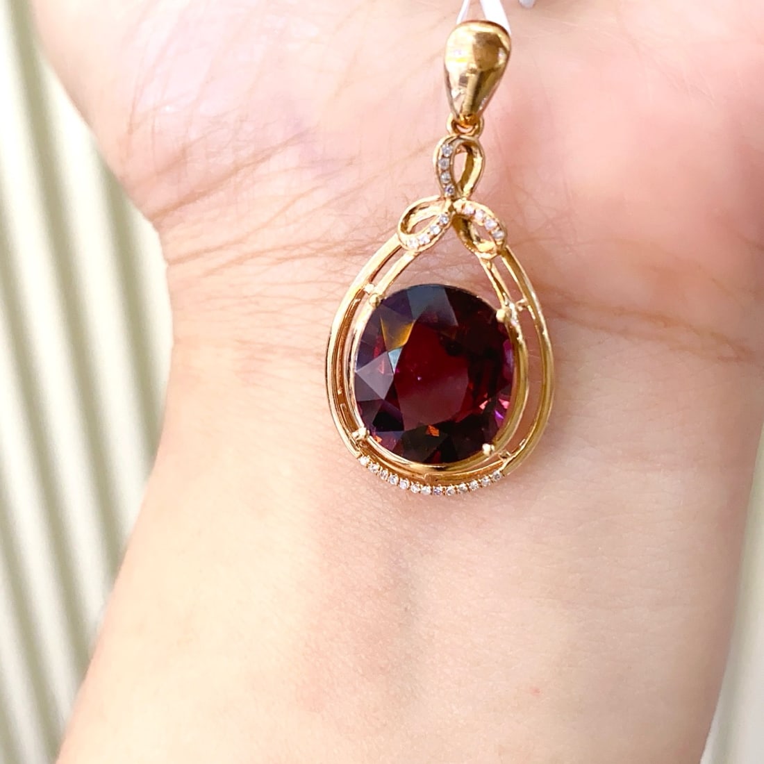 14k Gold 6.00 Ct Natural Tourmaline & Diamond Pendant( Without Chain ) - 5