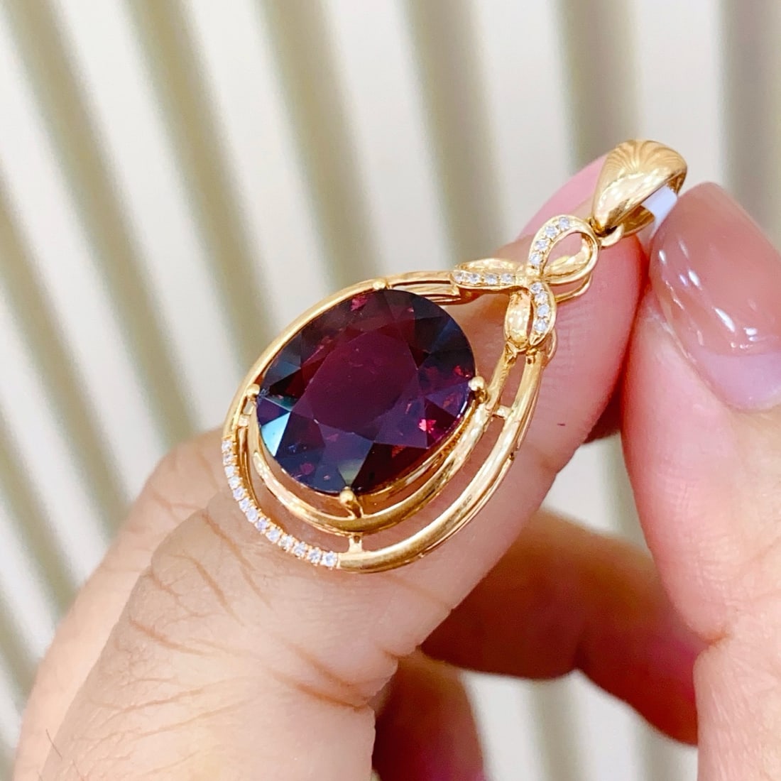 14k Gold 6.00 Ct Natural Tourmaline & Diamond Pendant( Without Chain ) - 6