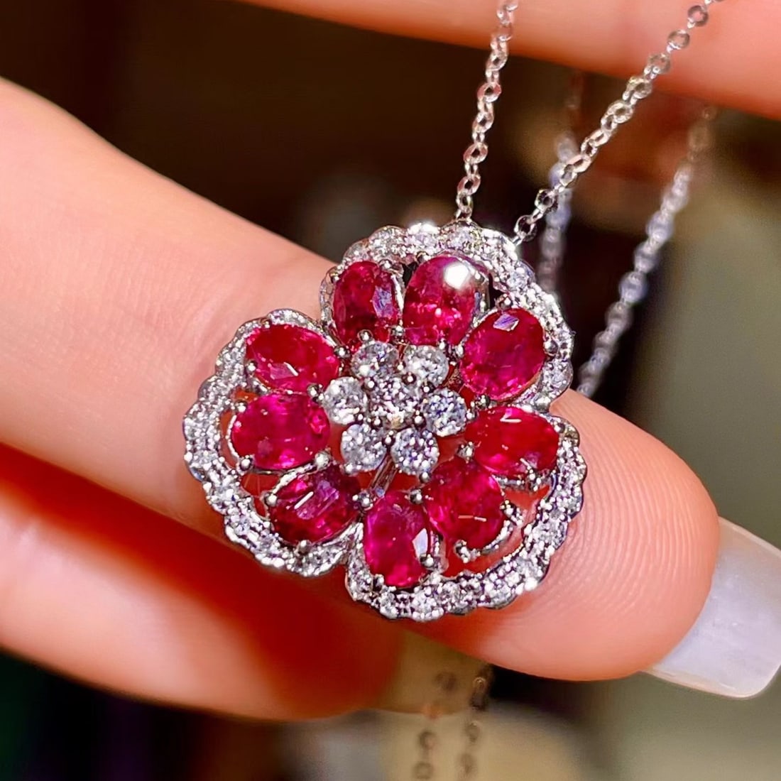 14k Gold 2.62 Ctw Natural Ruby & Diamond Pendant( Without Chain ) - 3