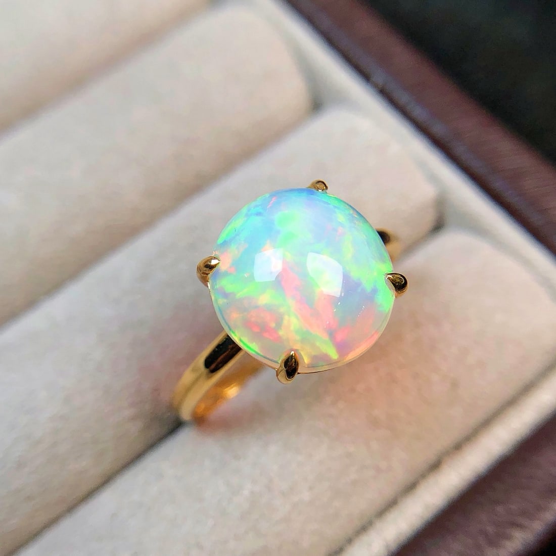 14k Gold 2.66 Ct Natural Opal Ring - 3