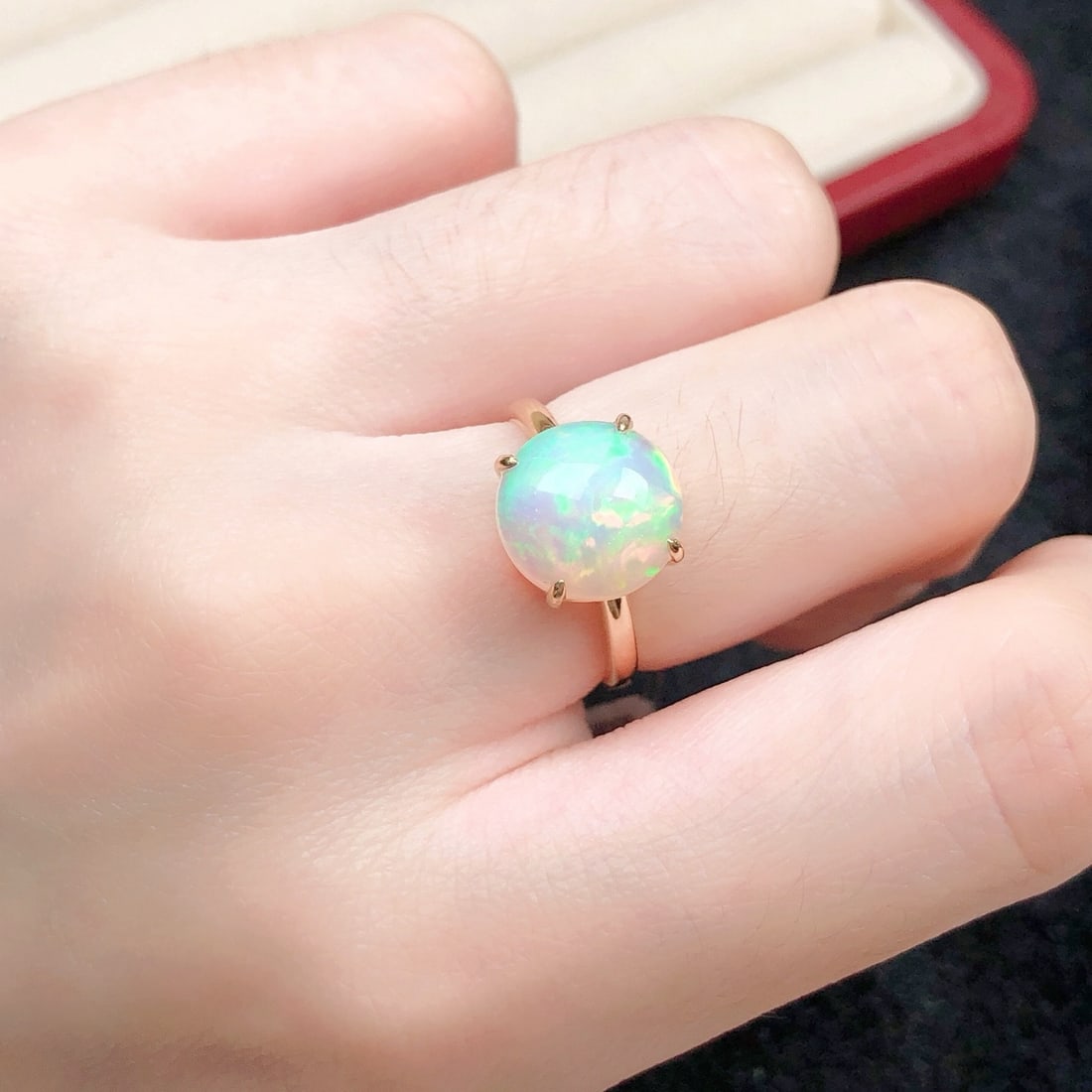 14k Gold 2.66 Ct Natural Opal Ring - 5
