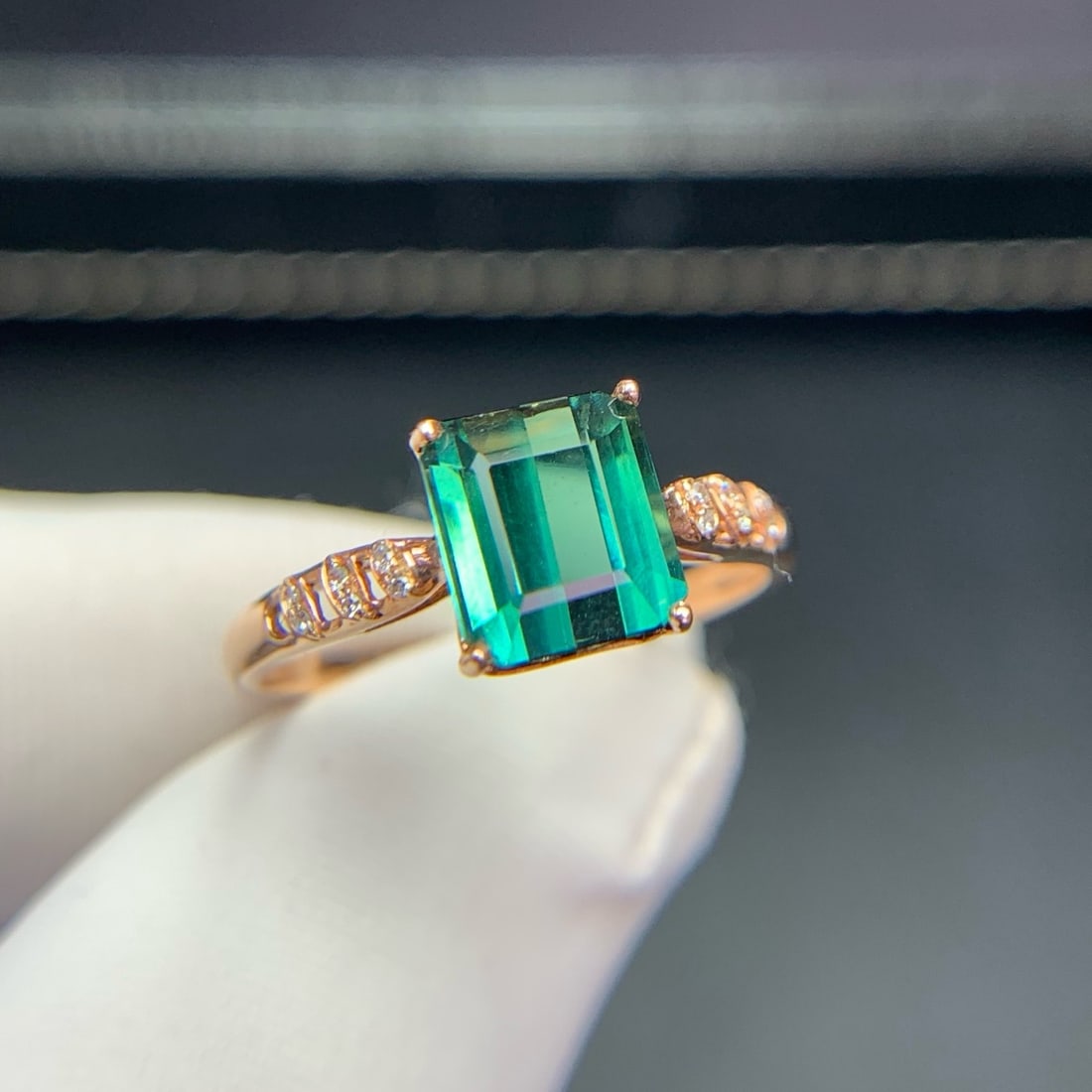 14k Gold 1.9 Ct Natural Tourmaline & Diamond Ring - 5