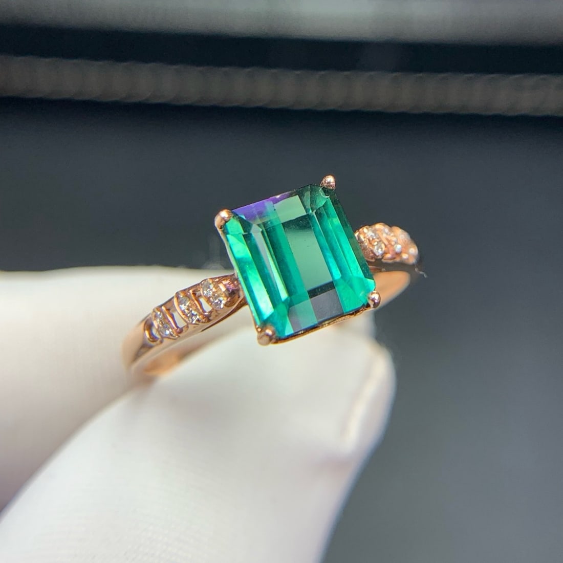14k Gold 1.9 Ct Natural Tourmaline & Diamond Ring - 7