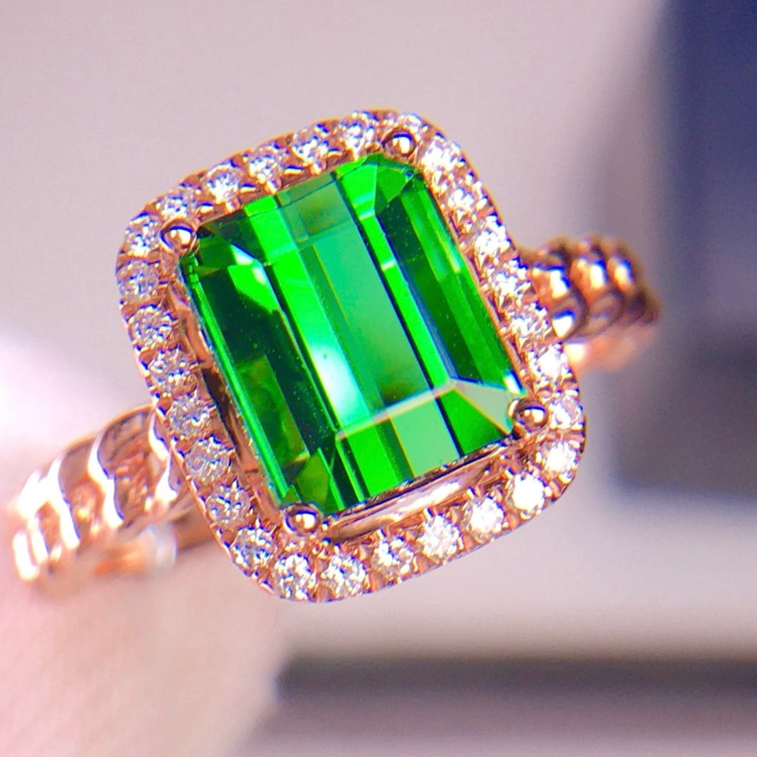 14k Gold 2.9 Ct Natural Tourmaline & Diamond Ring - 2
