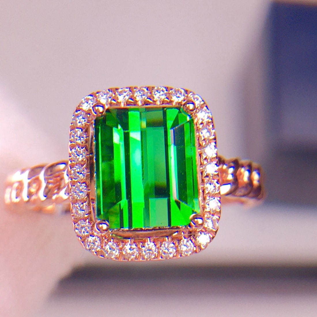 14k Gold 2.9 Ct Natural Tourmaline & Diamond Ring - 3