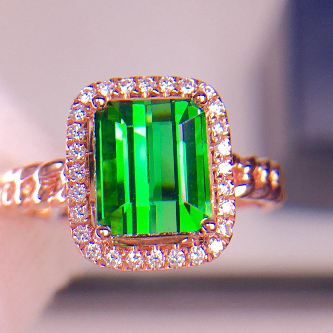 14k Gold 2.9 Ct Natural Tourmaline & Diamond Ring - 4