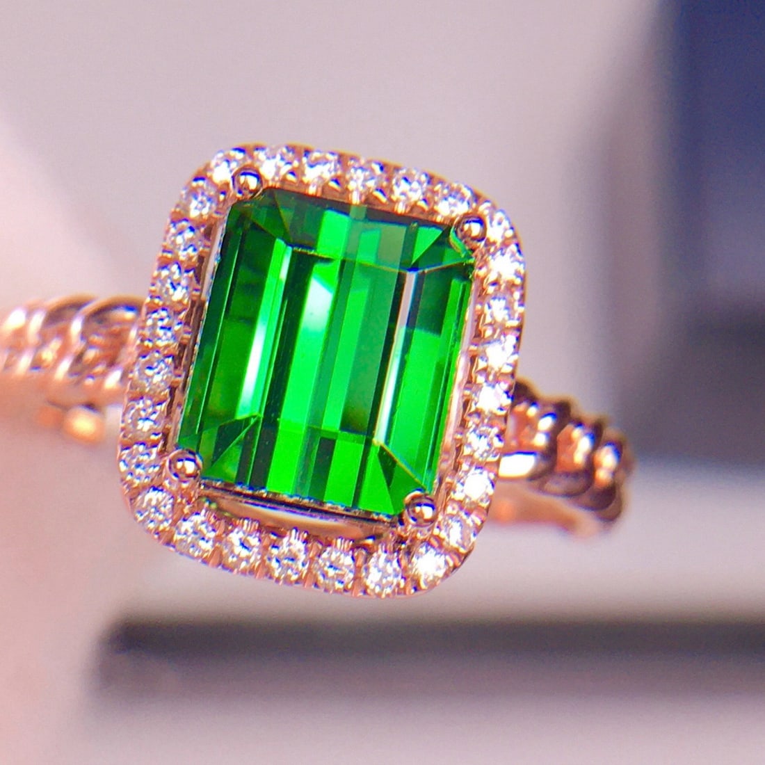 14k Gold 2.9 Ct Natural Tourmaline & Diamond Ring - 5