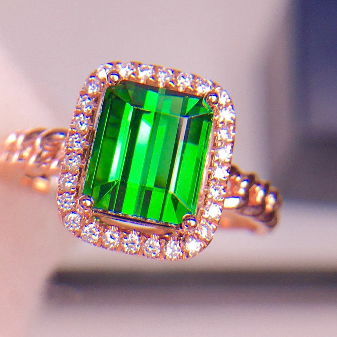 14k Gold 2.9 Ct Natural Tourmaline & Diamond Ring - 6