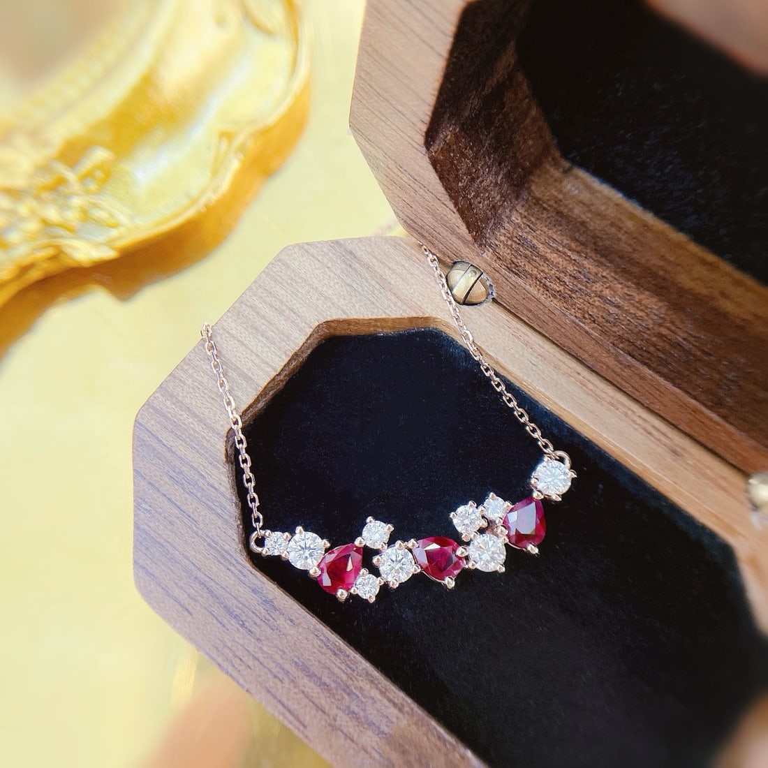 14k Gold 1.26 Ctw Natural Ruby & Diamond Necklace - 3