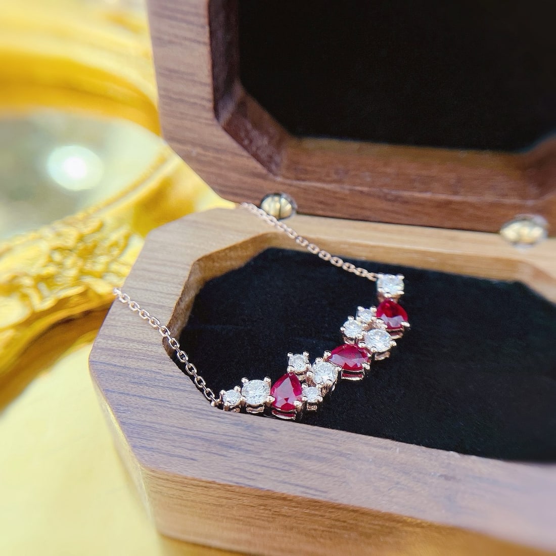 14k Gold 1.26 Ctw Natural Ruby & Diamond Necklace - 4
