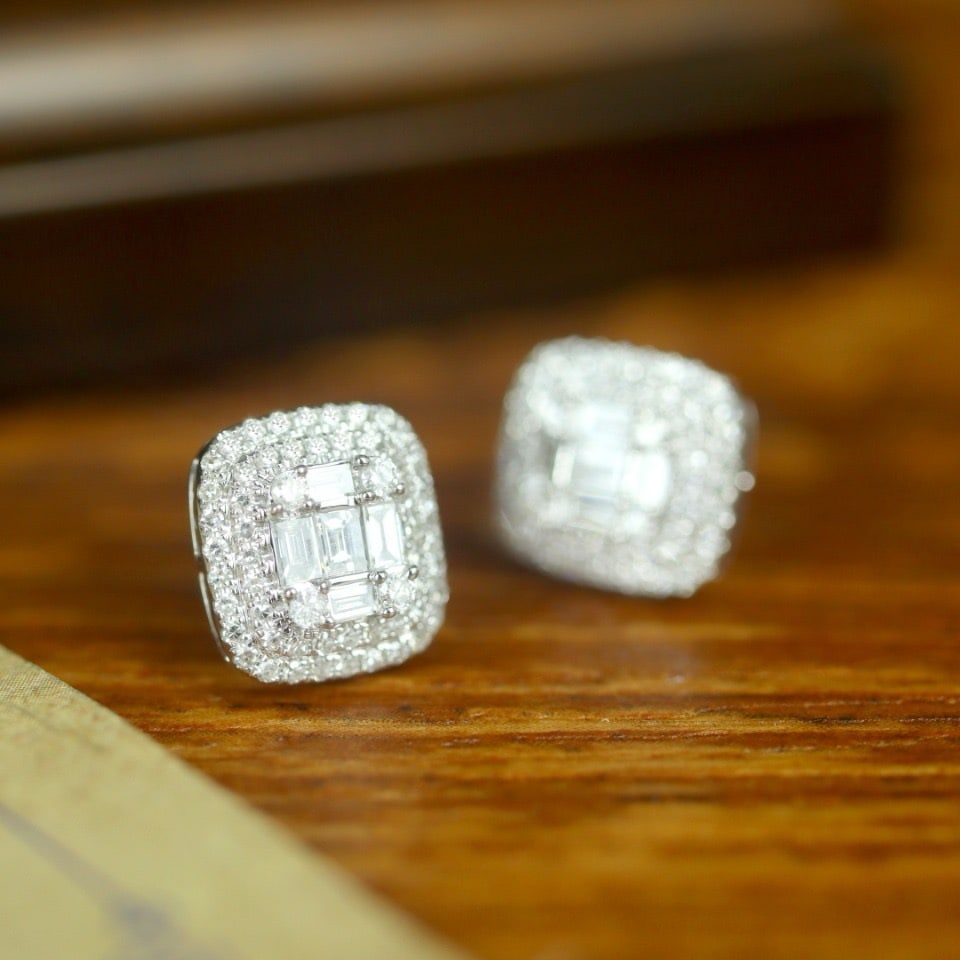 14k Gold 0.68 Ct Natural H Diamond Earrings - 2