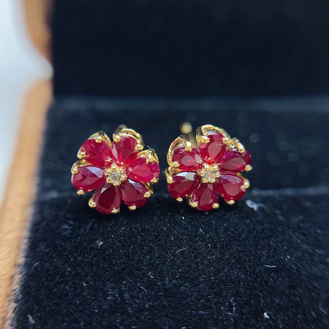 14k Gold 1.88 Ct Natural Ruby & Sapphire Earrings - 3