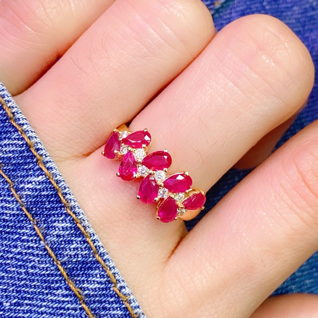 14k Gold 2.55 Ct Natural Ruby & Diamond Ring - 4