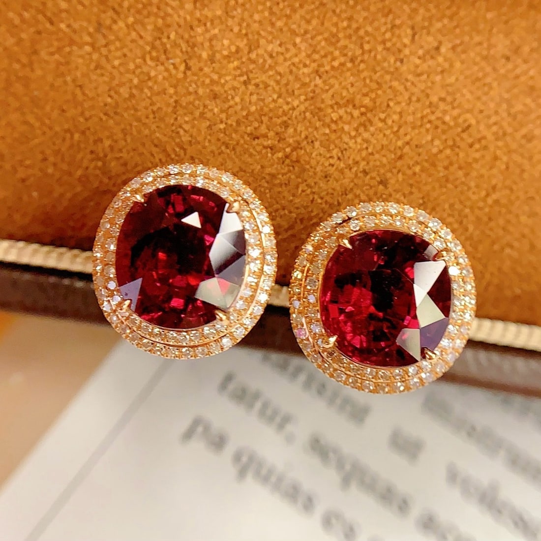 14k Gold 5 Ct Natural Tourmaline & Diamond Earrings - 2