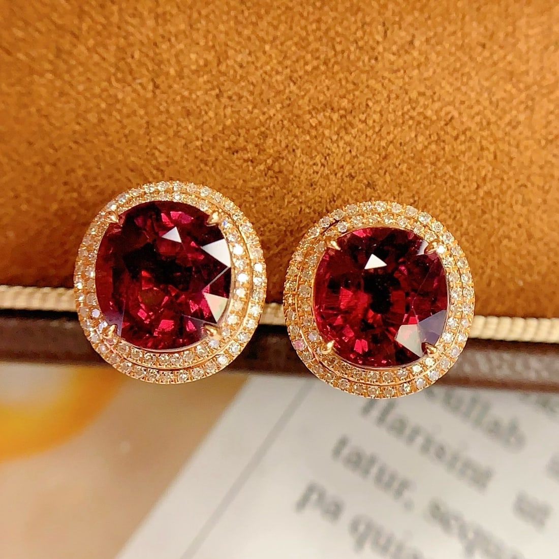14k Gold 5 Ct Natural Tourmaline & Diamond Earrings - 5