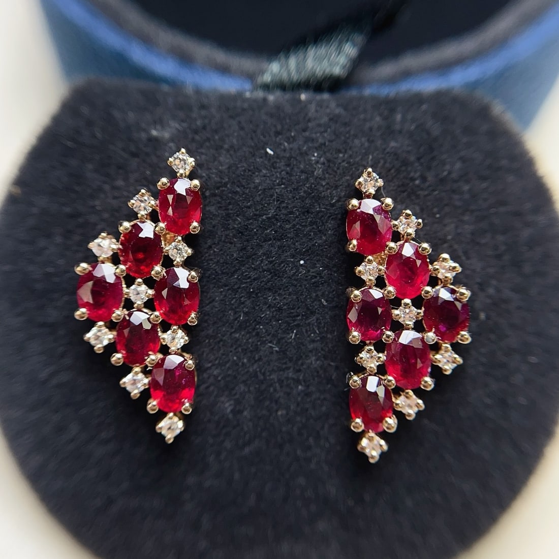 14k Gold 2.80 Ct Natural Ruby & Sapphire Earrings - 2