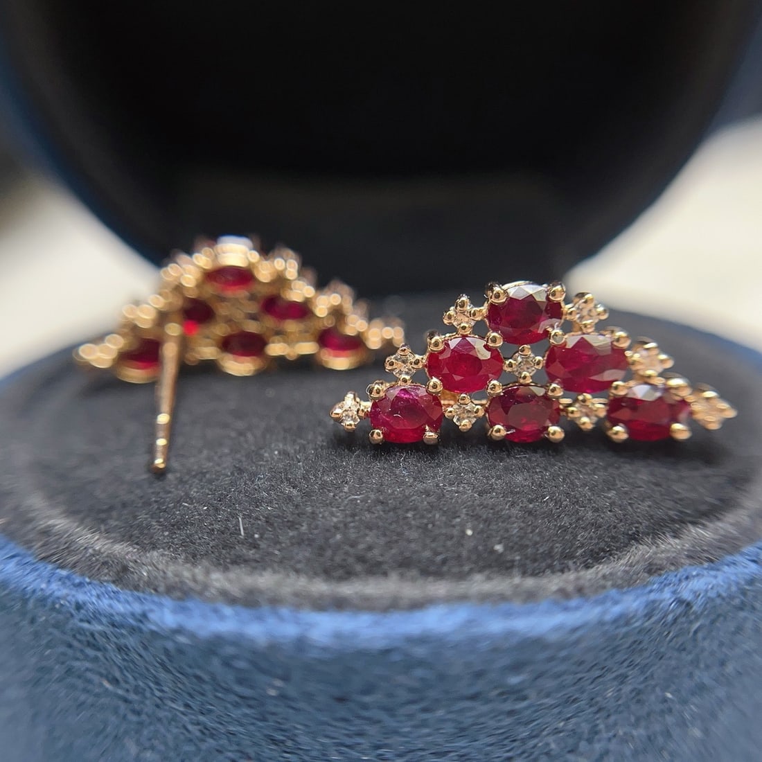 14k Gold 2.80 Ct Natural Ruby & Sapphire Earrings - 4