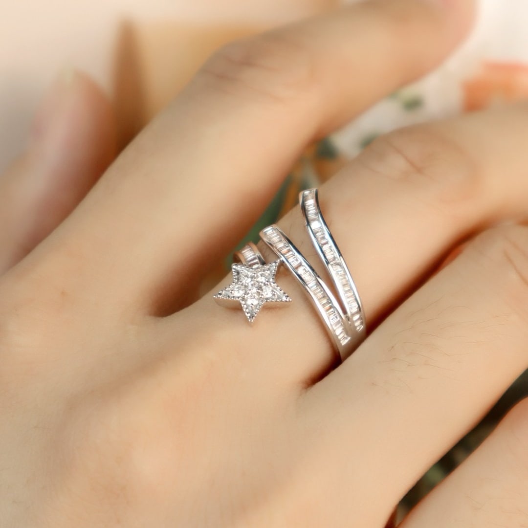 14k Gold 0.60 Ct Natural H Diamond Ring - 5