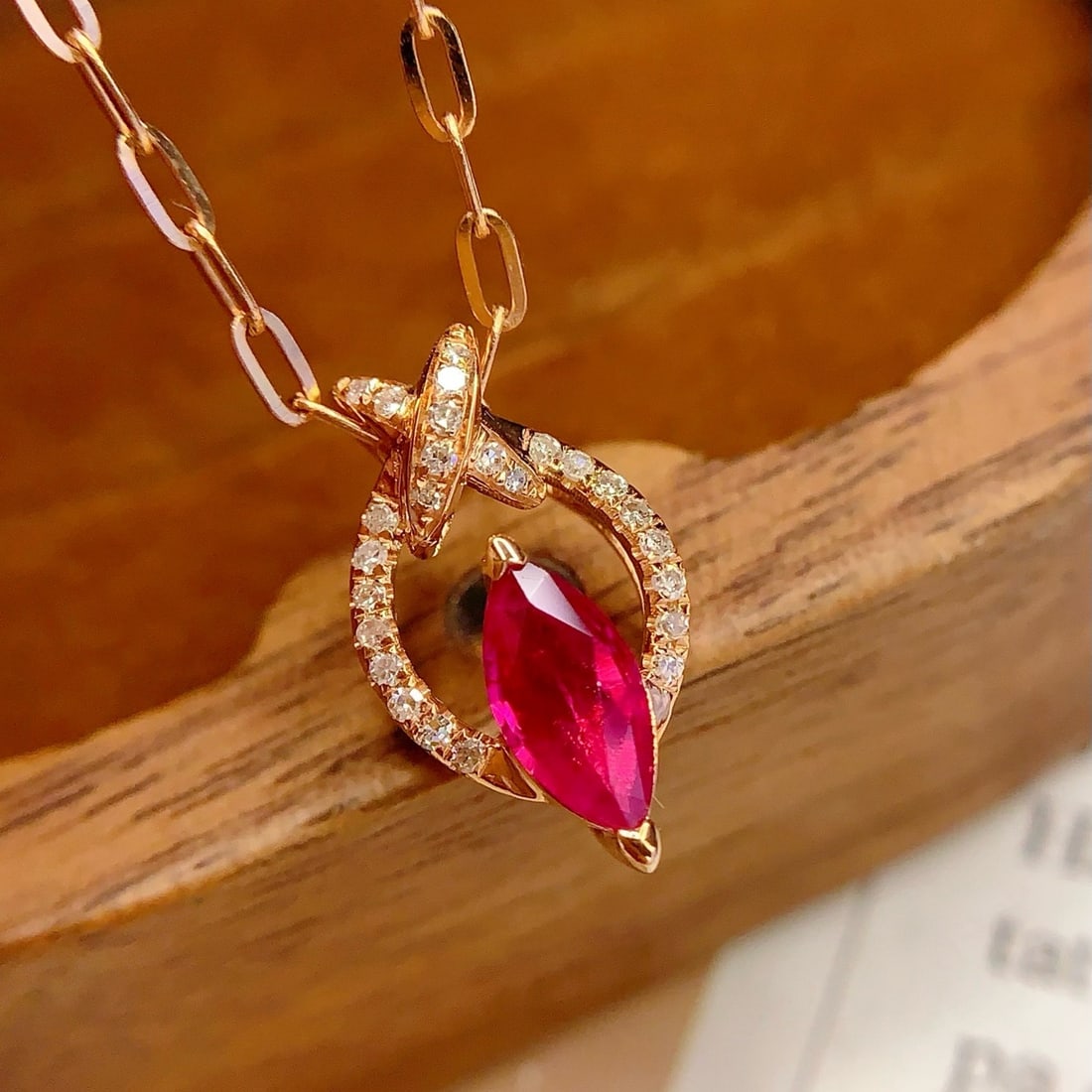 14k Gold 0.85 Ct Natural Ruby & Diamond Pendant( Without Chain ) - 2