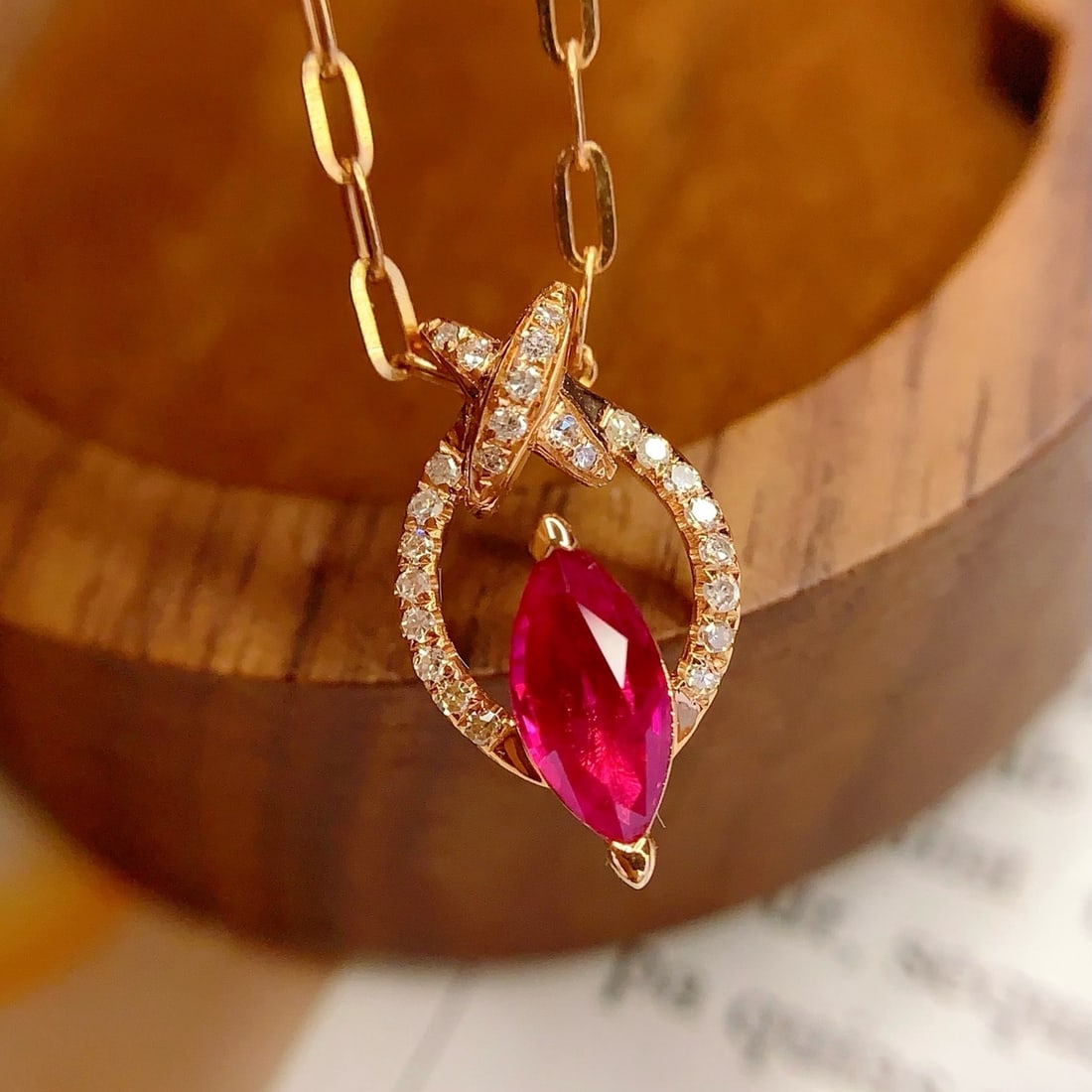 14k Gold 0.85 Ct Natural Ruby & Diamond Pendant( Without Chain ) - 4
