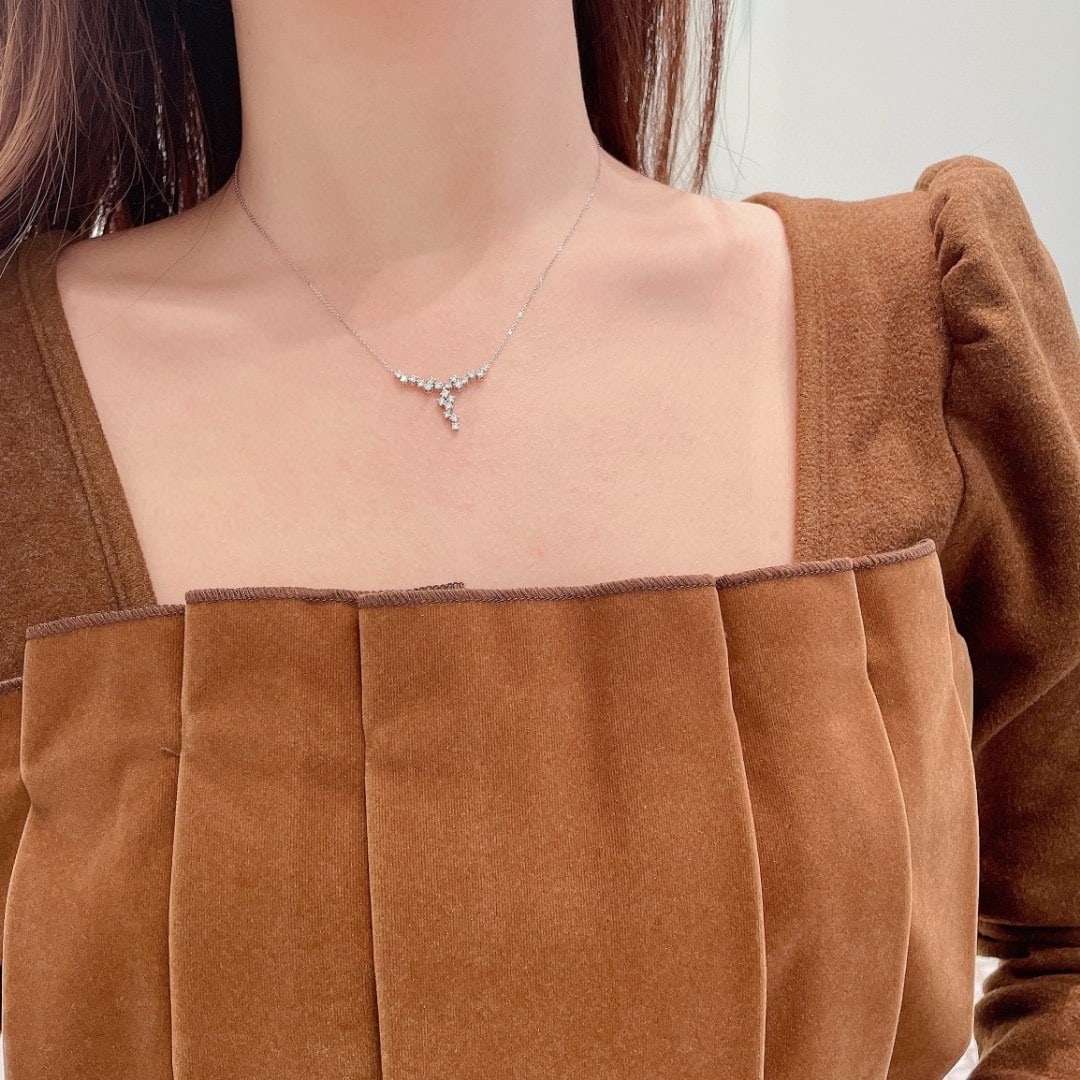 14k Gold 0.39 Ct Natural H Diamond Necklace - 2