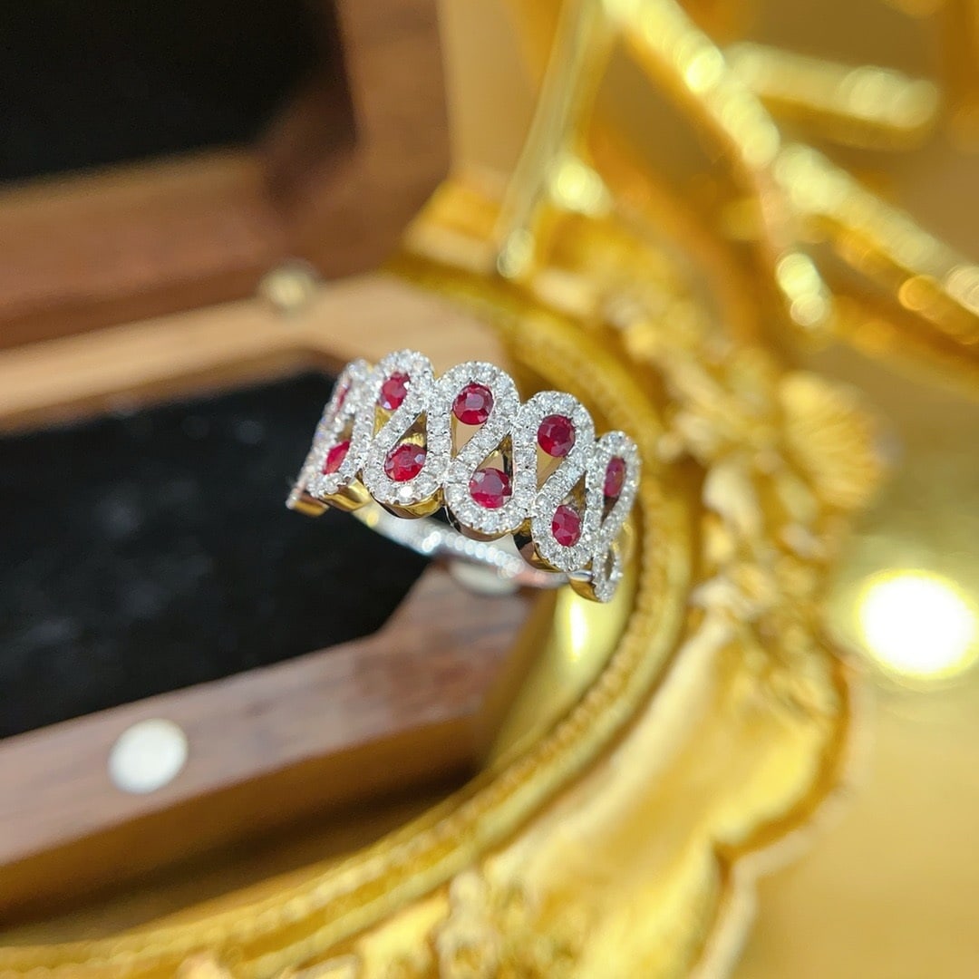 14k Gold 0.97 Ctw Natural Ruby & Diamond Ring - 3