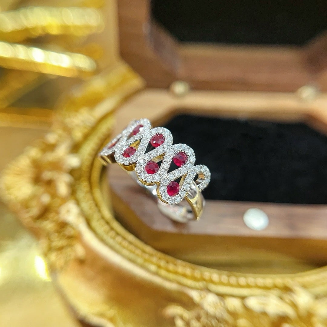 14k Gold 0.97 Ctw Natural Ruby & Diamond Ring - 4