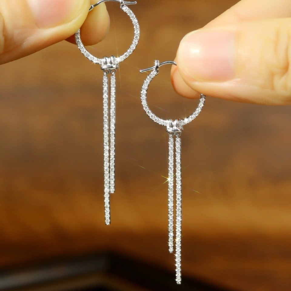 14k Gold 0.80 Ct Natural H Diamond Earrings - 4